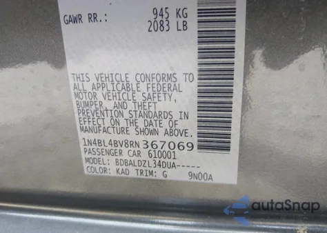 2024 Nissan Altima S Fwd from USA, damaged, VIN 1N4BL4BV8RN367069